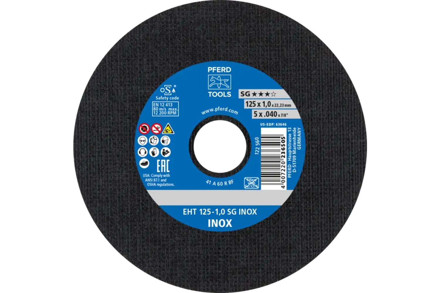Picture of Pferd Cut-Off Wheel, 5" X .040 X 7/8, Sg Inox, T1, Aluminum Oxide